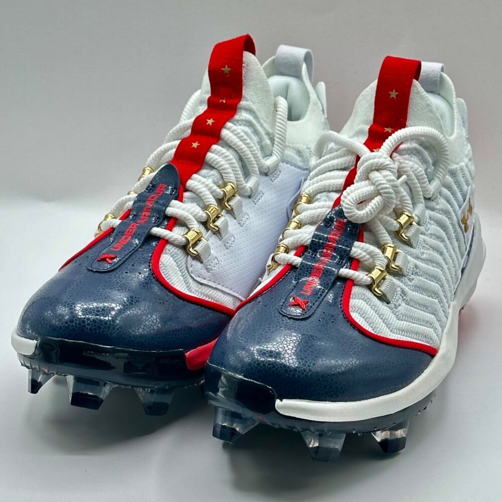 MenUnder Armour Harper 9 Pro TPU USA Multi Sz Molded Baseball Cleats 3027439-100 - Picture 2 of 12